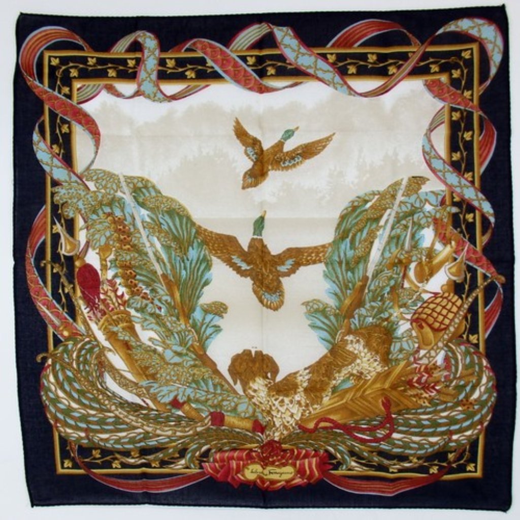 Authentic Salvatore Ferragamo Handkerchief Cotton Used